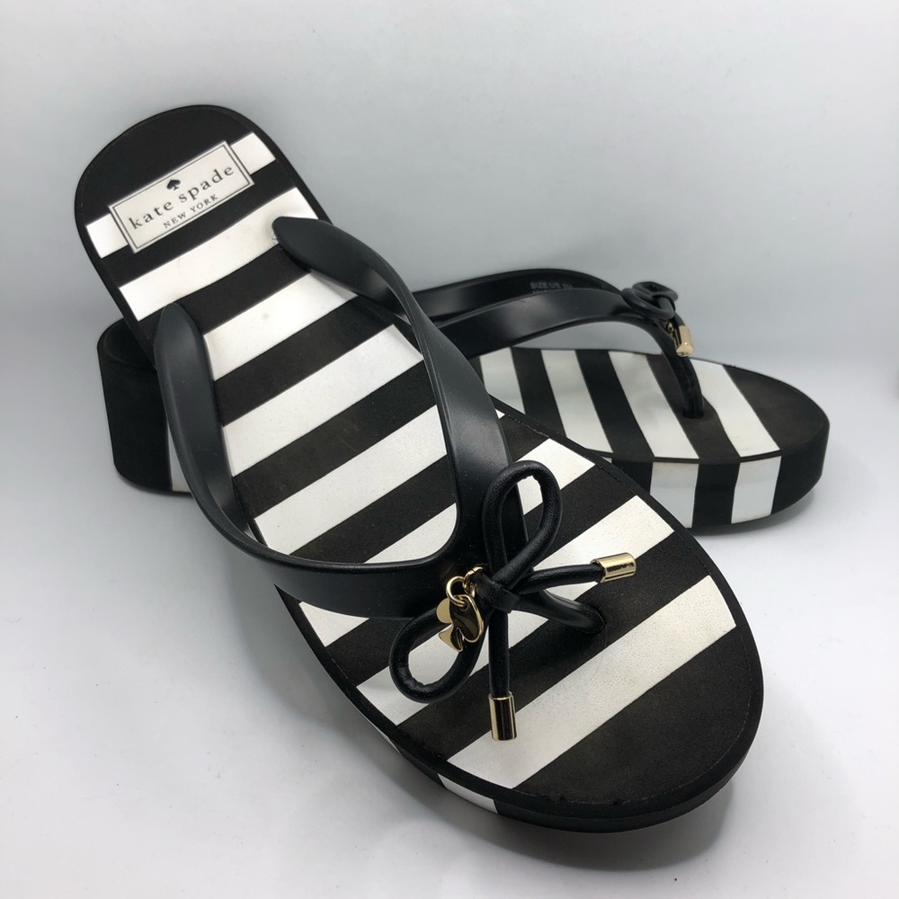Kate Spade Rhett Black White Striped Platform Sandals Size 9 - Picture 2 of 15